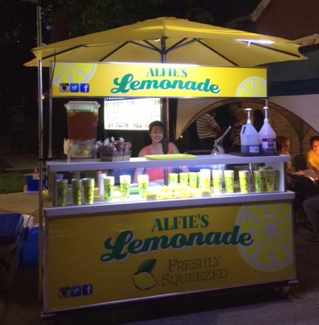 Alfie's Lemonade Stand at Night
